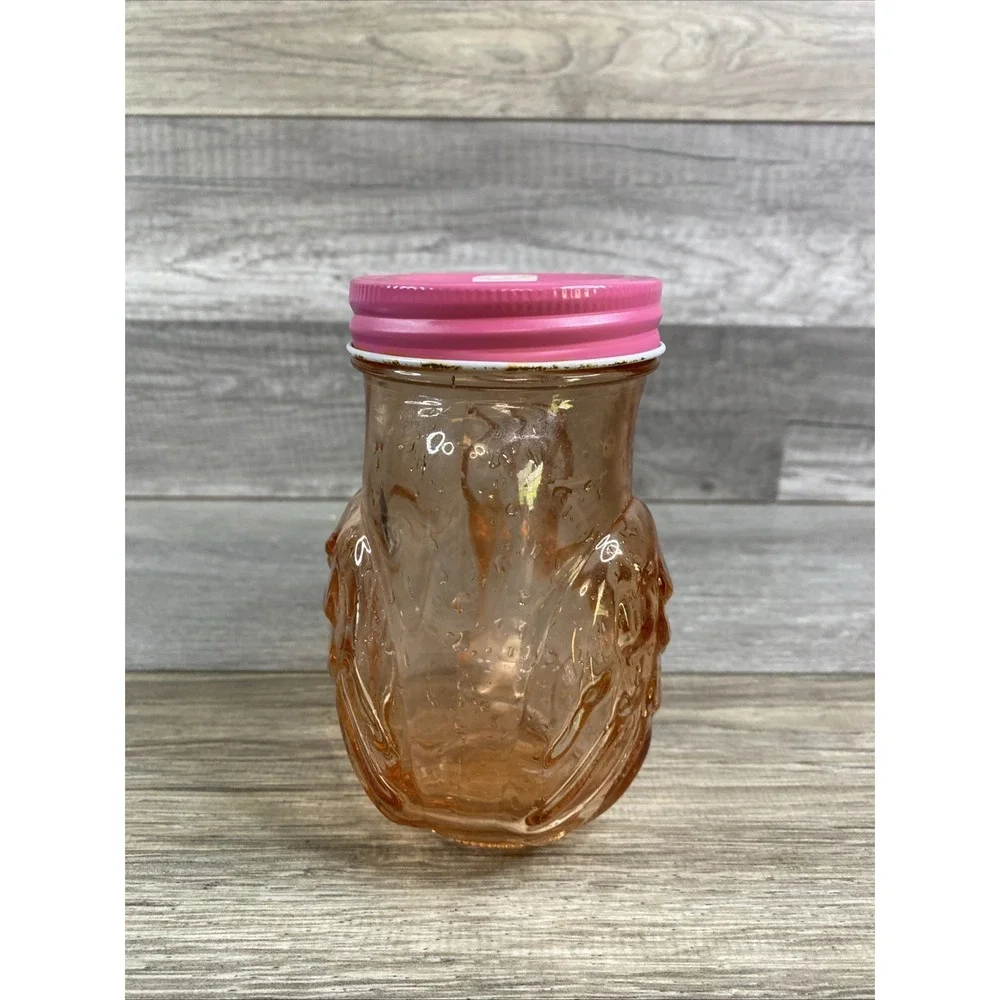 Pink Flamingo Mason Jar With Pink Lid  No Straw